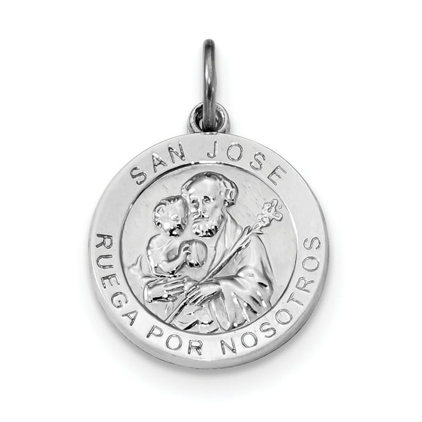 Sterling Silver Satin Antiqued Spanish St Joseph Medal Pendant Sterling Silver Satin Antiqued Spanish St Joseph Medal Pendant